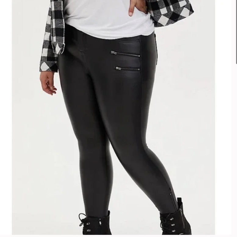 Torrid Coated Multi Zip Stretchy Ankle Ponte Pants Stretchy